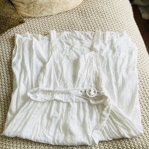 ASOS DESIGN Maternity daisy broderie midi sundress with self belt in white